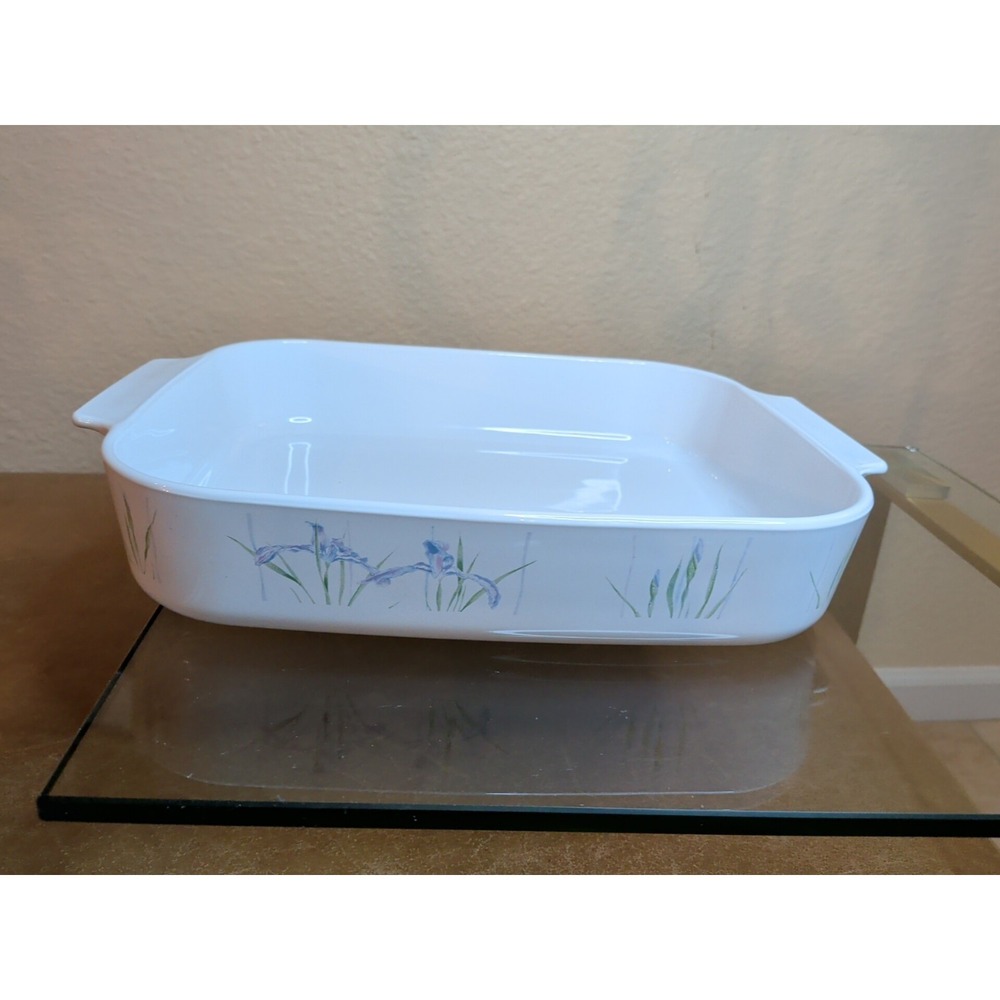 Vintage Corningware Shadow Iris A-21-B Lasagna Pan Rectangular Open Roaster 12.5 - Picture 2 of 10